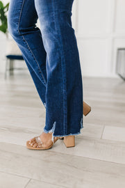 Judy Blue Mid Rise Distressed Hem Bootcut Jeans