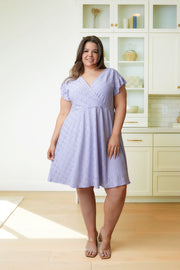 Rebecca Ruffle Sleeve Eyelet Dress-#4-Lavender