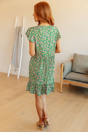 Spring Floral Dress in Green