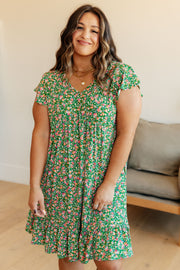 Spring Floral Dress in Green