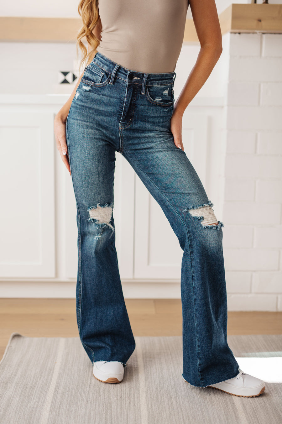 Judy Blue Tummy Control Distressed Flare Jeans