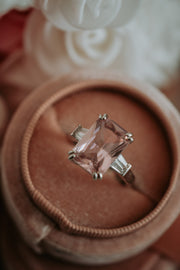 Allie Pink Emerald Cut Gem Sterling Silver Ring
