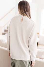 Mock Neck Pullover Sweater in Nude