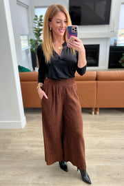 High Rise Wide Leg Pants in Brown