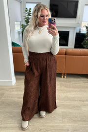 High Rise Wide Leg Pants in Brown
