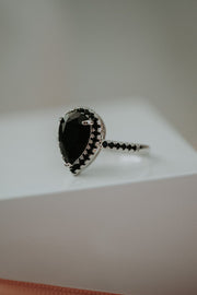 Celestine Black Heart Sterling Silver Ring