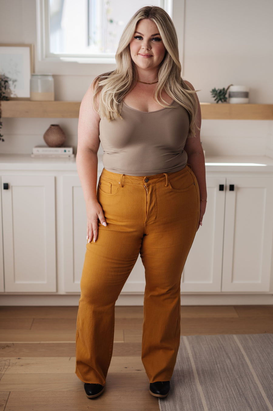 Judy Blue Mustard Tummy Control Flares