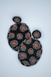 Leopard Felt Back Seed Bead Earrings in Black