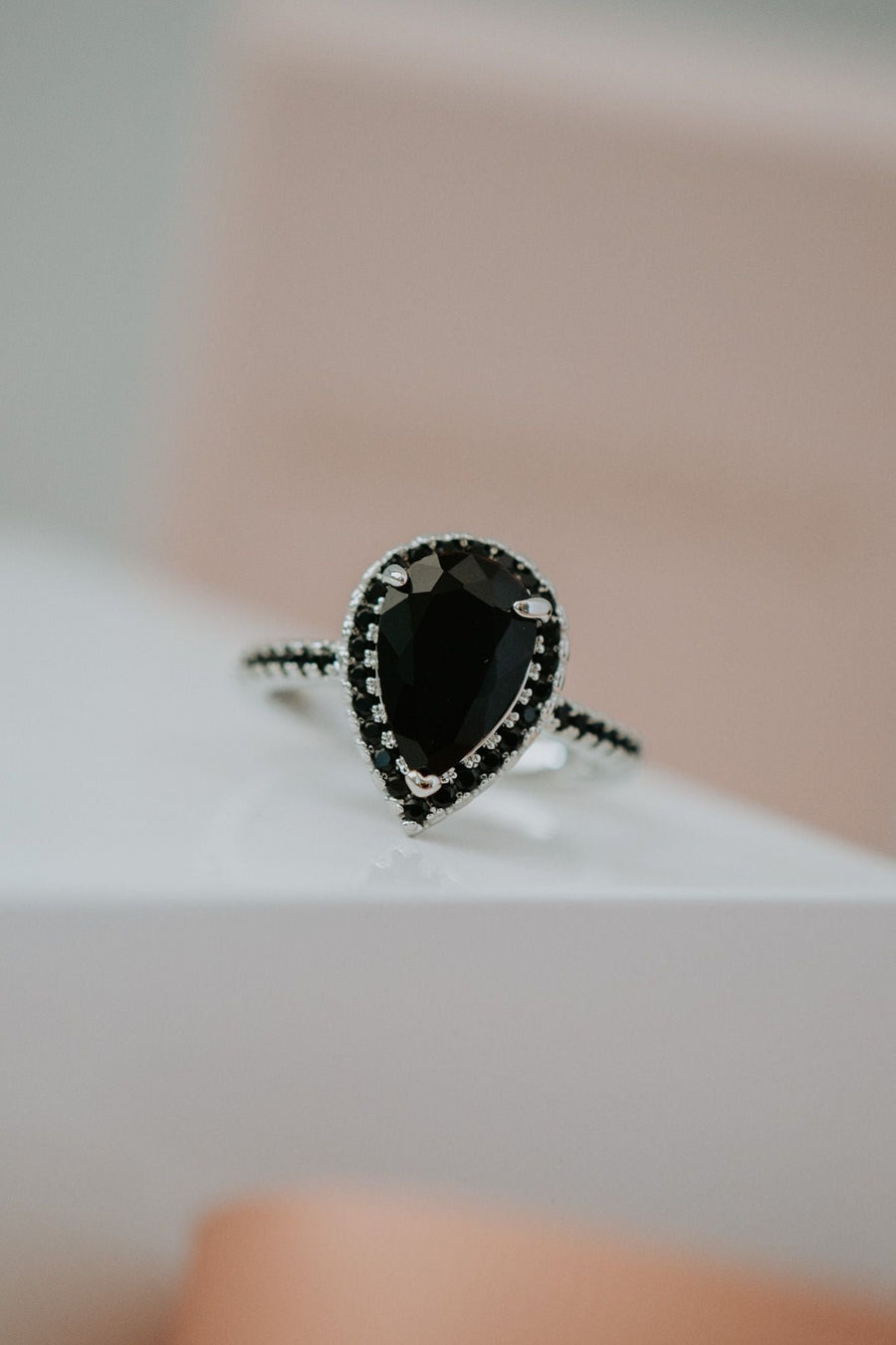 Celestine Black Heart Sterling Silver Ring