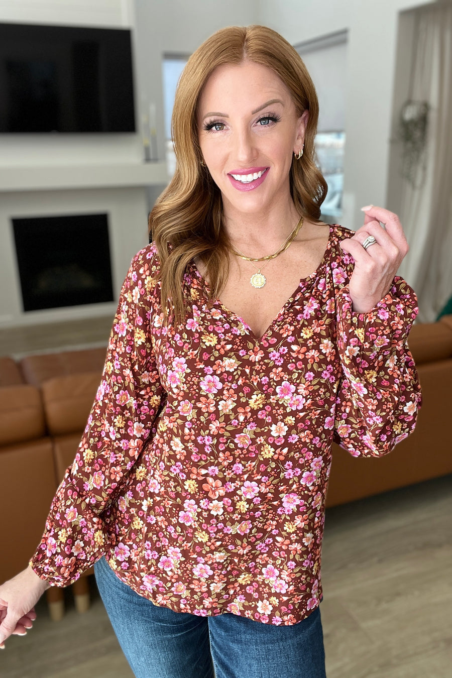 Casual Blouse in Rust Floral