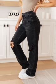 Judy Blue Black Distressed Straight Jeans
