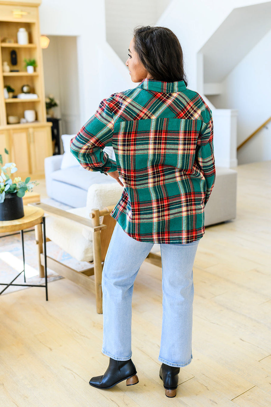Tammy Flannel Shirt-#1-Teal Green