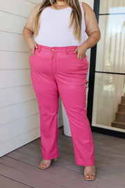 Judy Blue Hot Pink Tummy Control Vegan Leather Pants