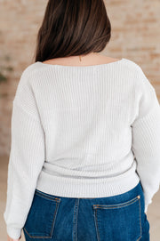 Ribbed Knit V Neck Sweater in Cream