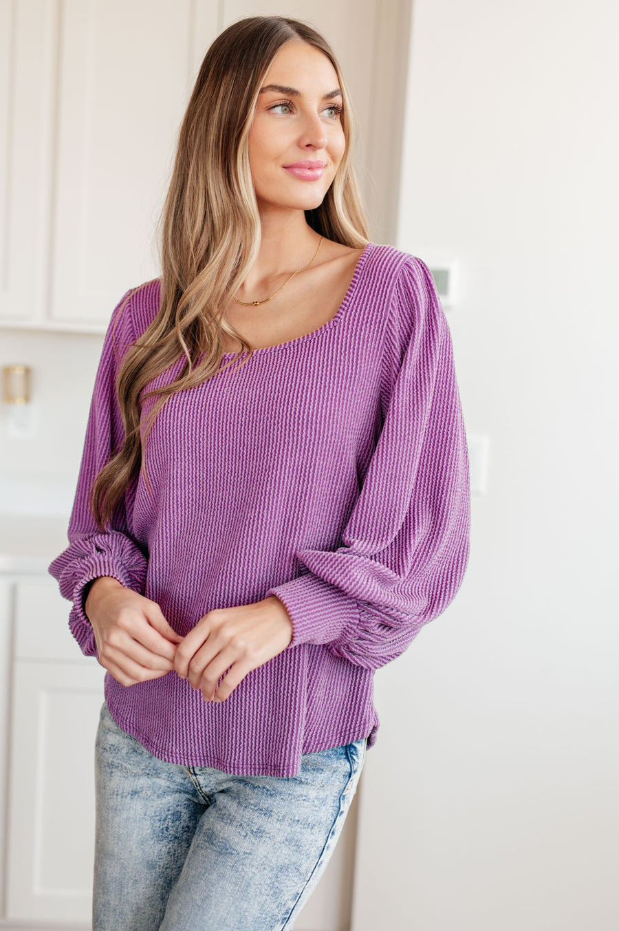 Balloon Sleeve Top in Lavender