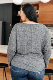 Long Sleeve Ribbed Top in Charcoal