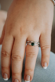 Stacy Emerald Paired Silver Ring