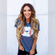 Envy Stylz Boutique Women - Apparel - Shirts - T-Shirts Baseball Lips Soft Graphic Tee