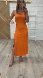 Orange Scoop Neck Maxi Dress