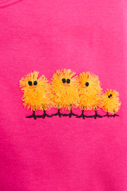 PREORDER: Embroidered Fringe Chicks Sweatshirt in Pink