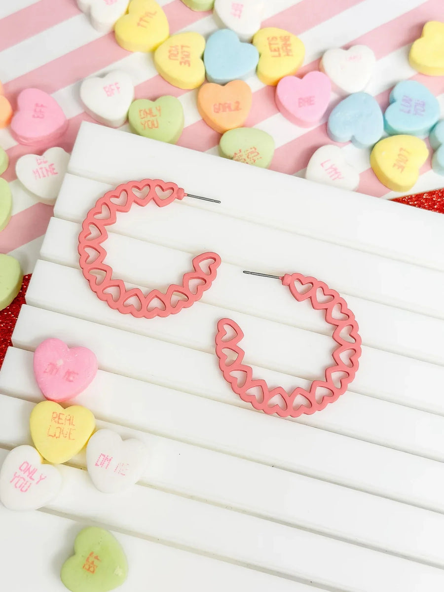 PREORDER: Hoop Of Hearts Earrings in Assorted Colors