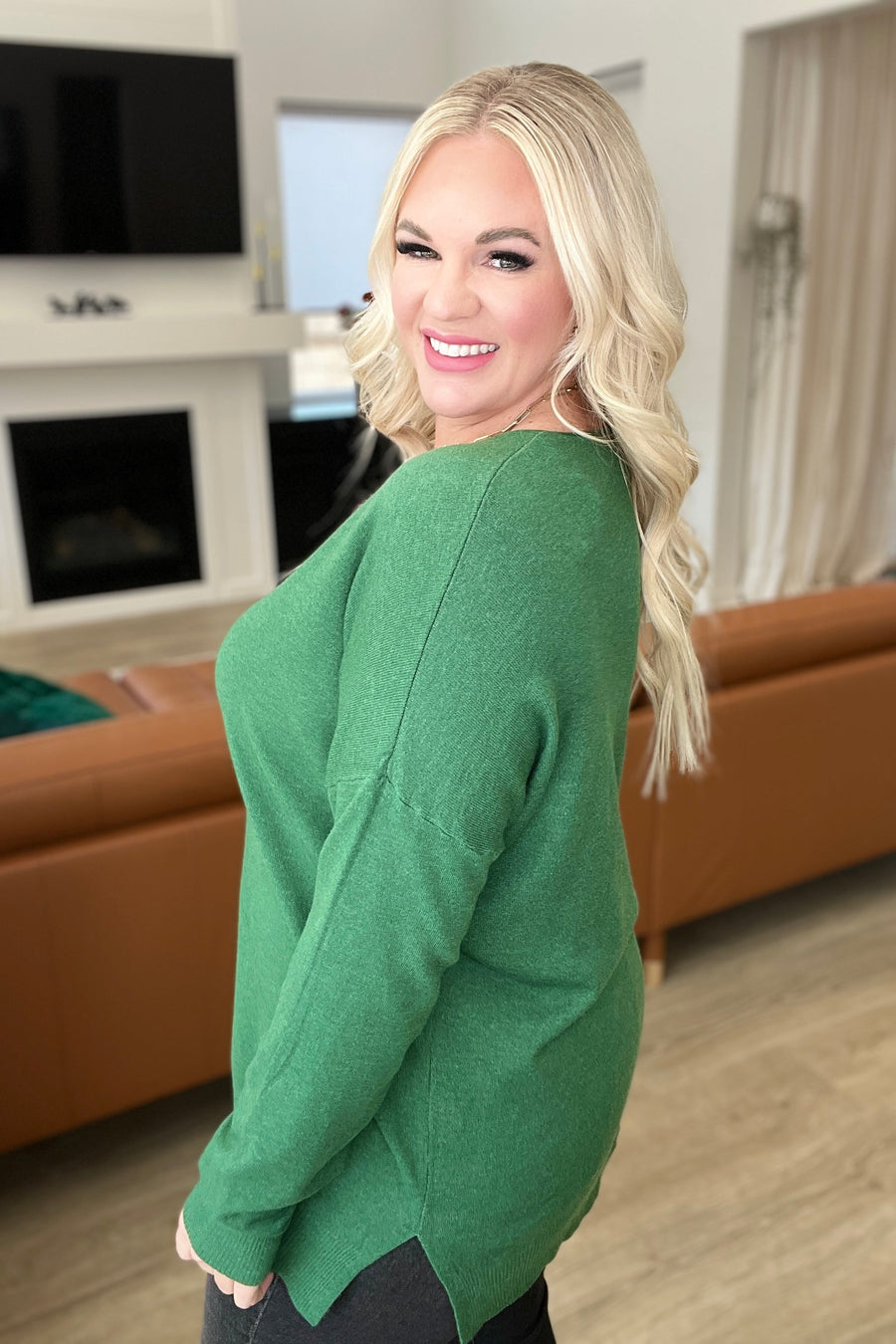 Green Front Seam Sweater