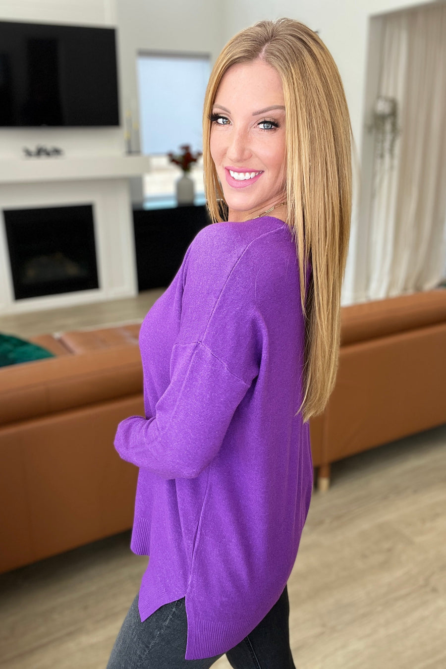 Violet Front Seam Sweater