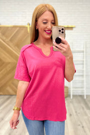 Hot Pink Notched Tee