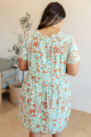 Spring Floral Dress in Mint