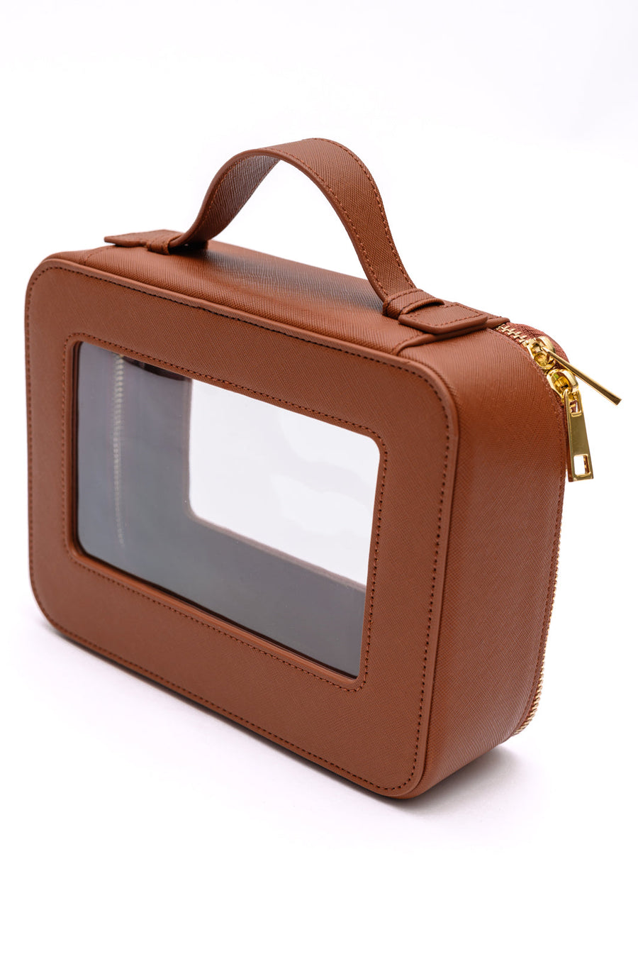 Leather Travel Cosmetic Case in Camel