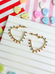 PREORDER: Studded Gold Heart Hoop Earrings in Two Colors