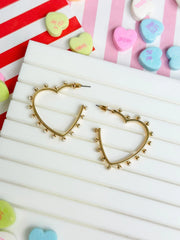 PREORDER: Studded Gold Heart Hoop Earrings in Two Colors